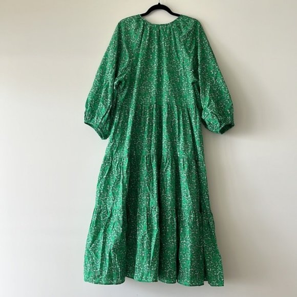 SHEIKE Clover Fields Green Floral Puff Sleeve Tiered Midi Dress NWT - Picture 9 of 16